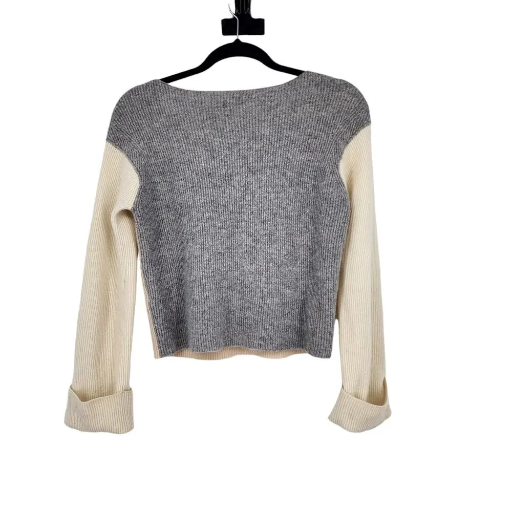 Vince Long Sleeve Cashmere Colorblock Ribbed Pullover Sweater Size Small